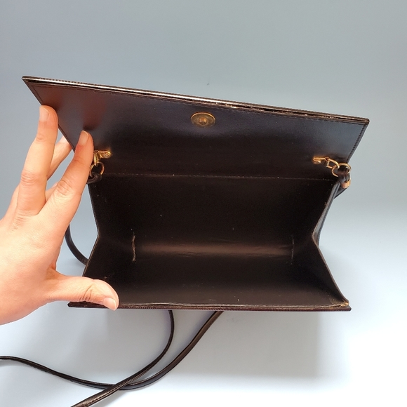 Vintage 80's black and gold asymetrical box purse - Picture 6 of 8